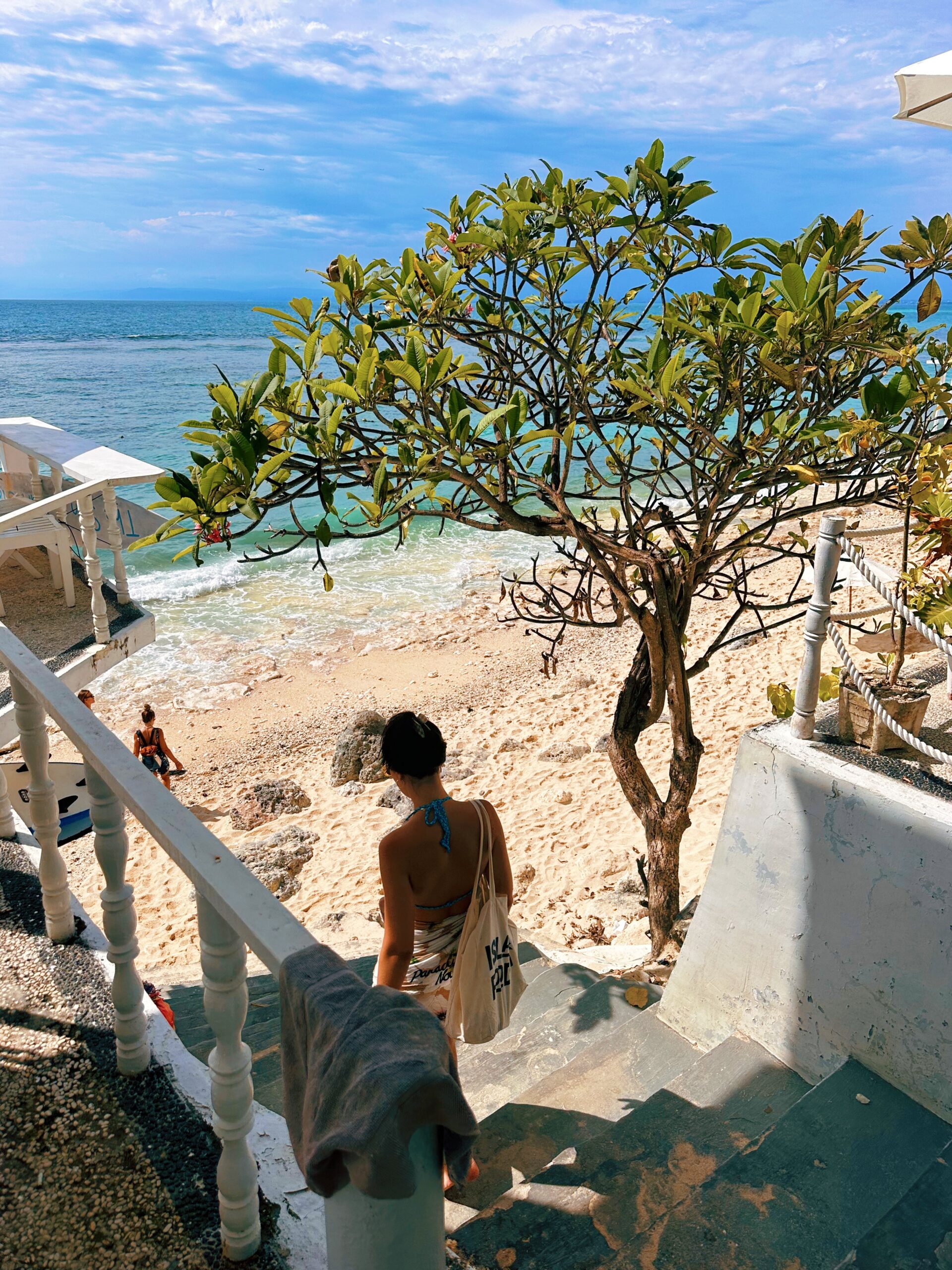 Walking down Binin Beach