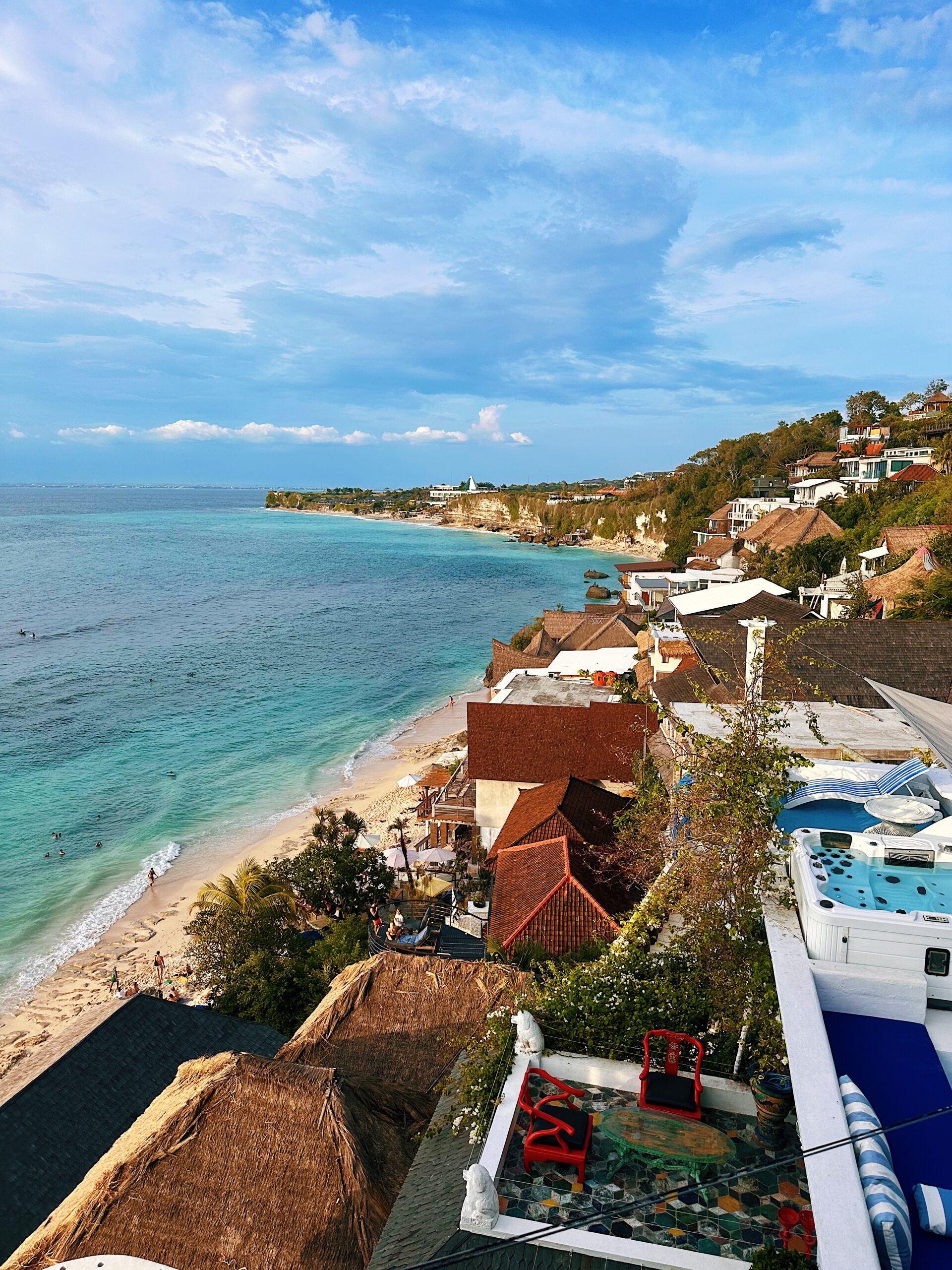 Looking off of Morabito Art Cliff- the view of the water and houses of Bali